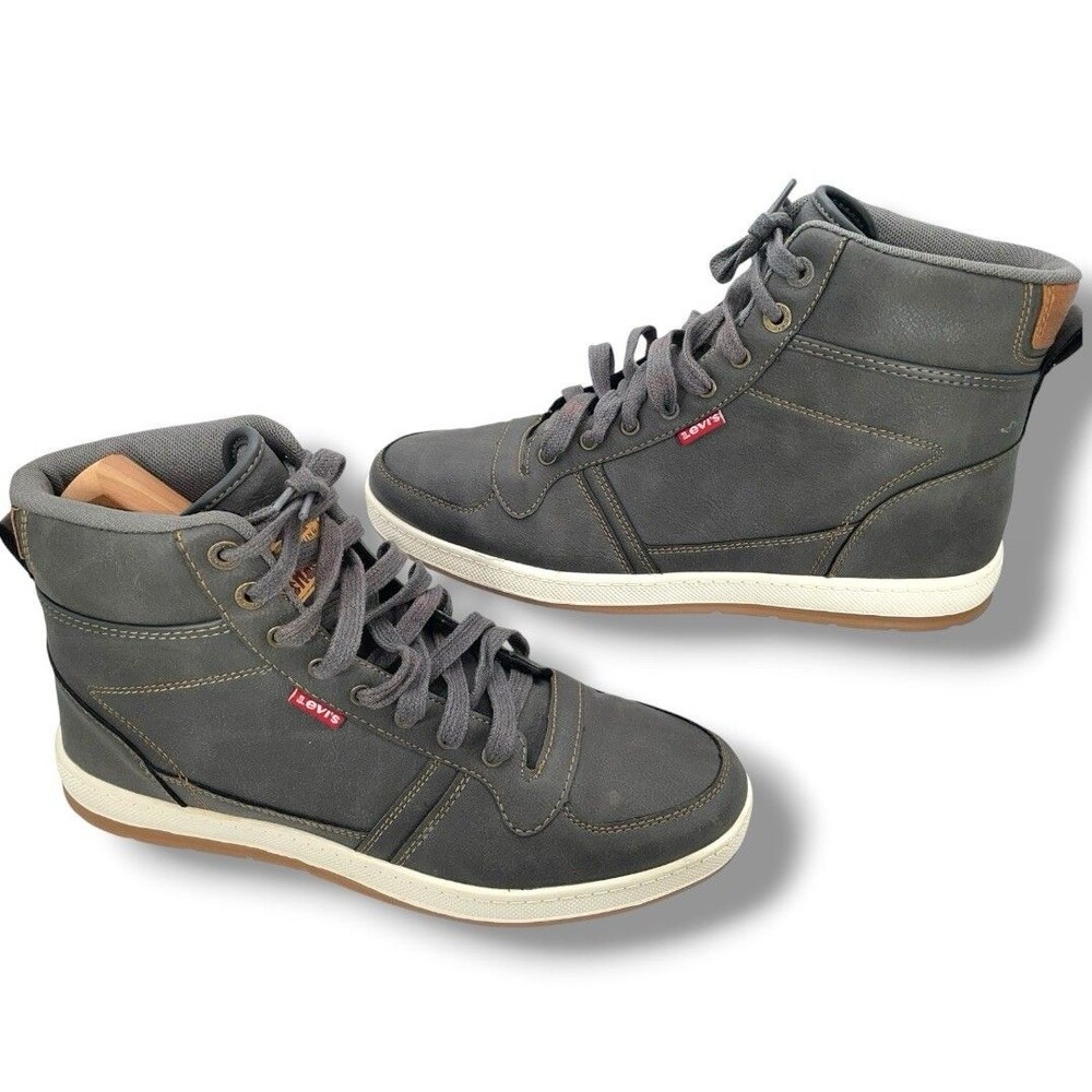 Levi’s Men’s High Top Sneakers Gray Lace Up Casual Shoes Size 11